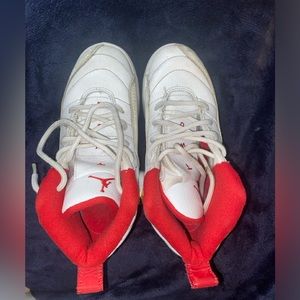 Kids Jordan 12 Retro Chinese New Year Red and White